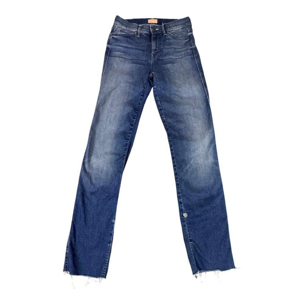 MOTHER Women's Blue Distressed Straight-Leg Jeans